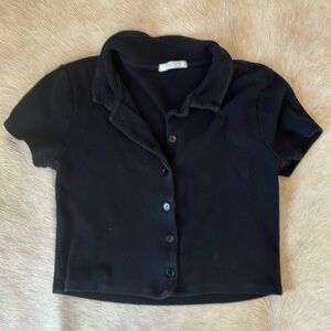 Tilly’s FULL TILT Black Collared Crop Top Button Down